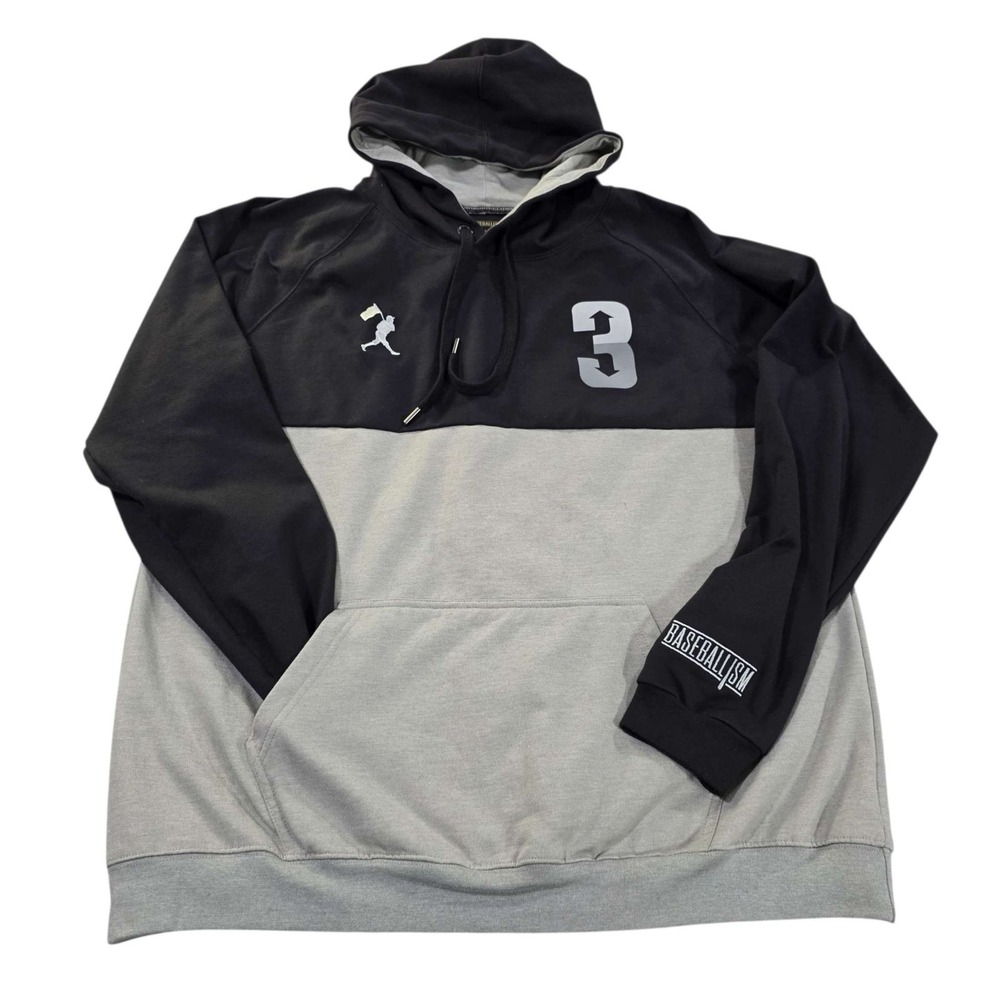 BASEBALLISM Pullover Hoodie Sweatshirt Baseball Logo Color Block Black‎ Size L